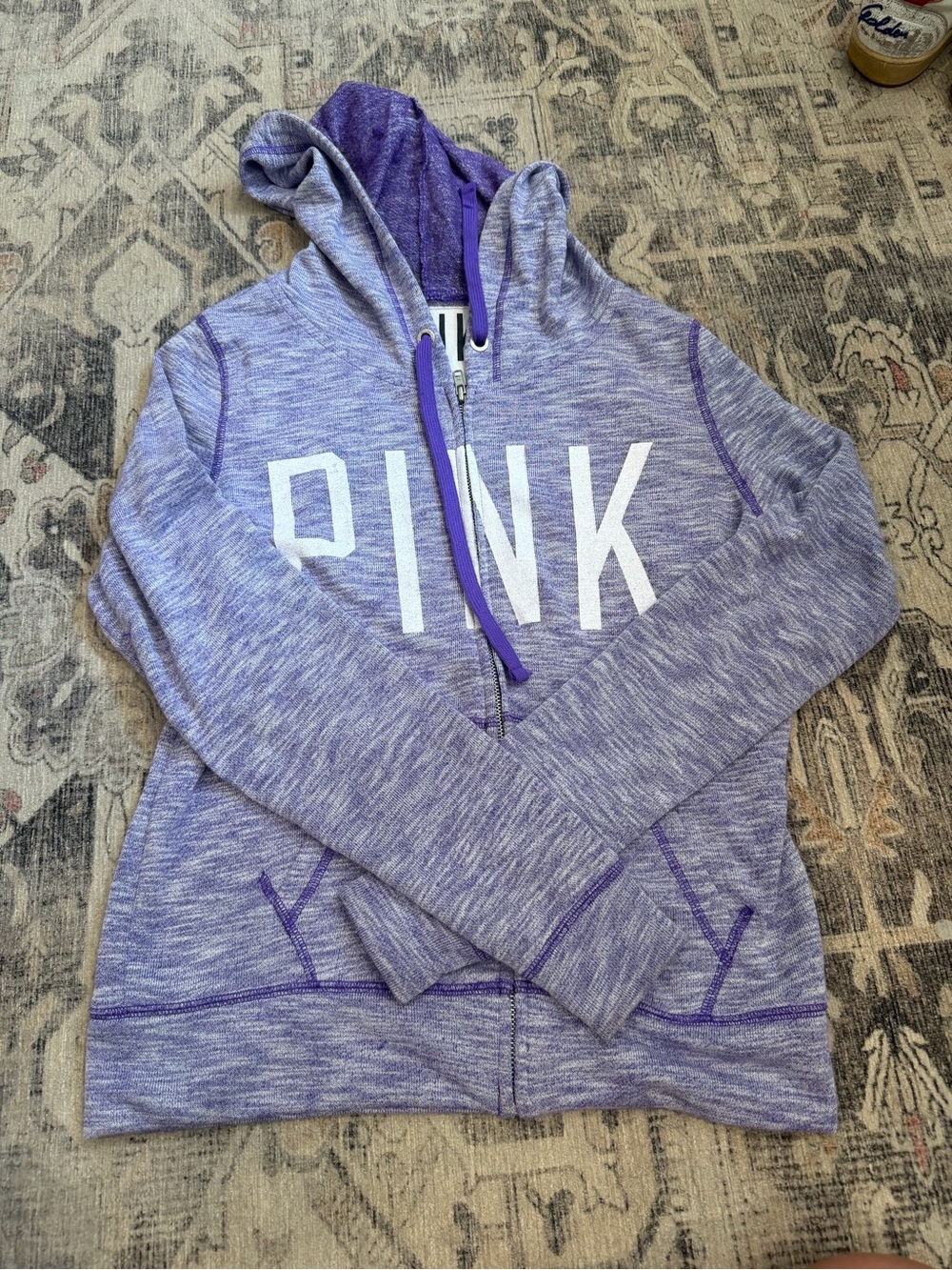 PINK Victoria's Secret Purple Heather Zip Hoodie